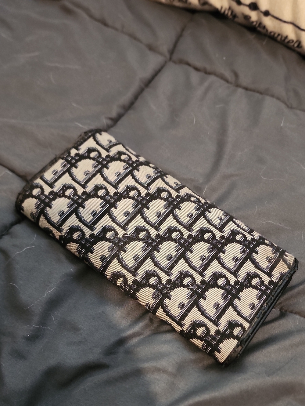 Dior Beige & Black Oblique Canvas And Saffiano 'D'  Long Wallet - Picture 5 of 5